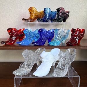 *Lot of 11* Fenton Art Glass Slipper Assorted Daisy Button Cat Head UV Cadmium